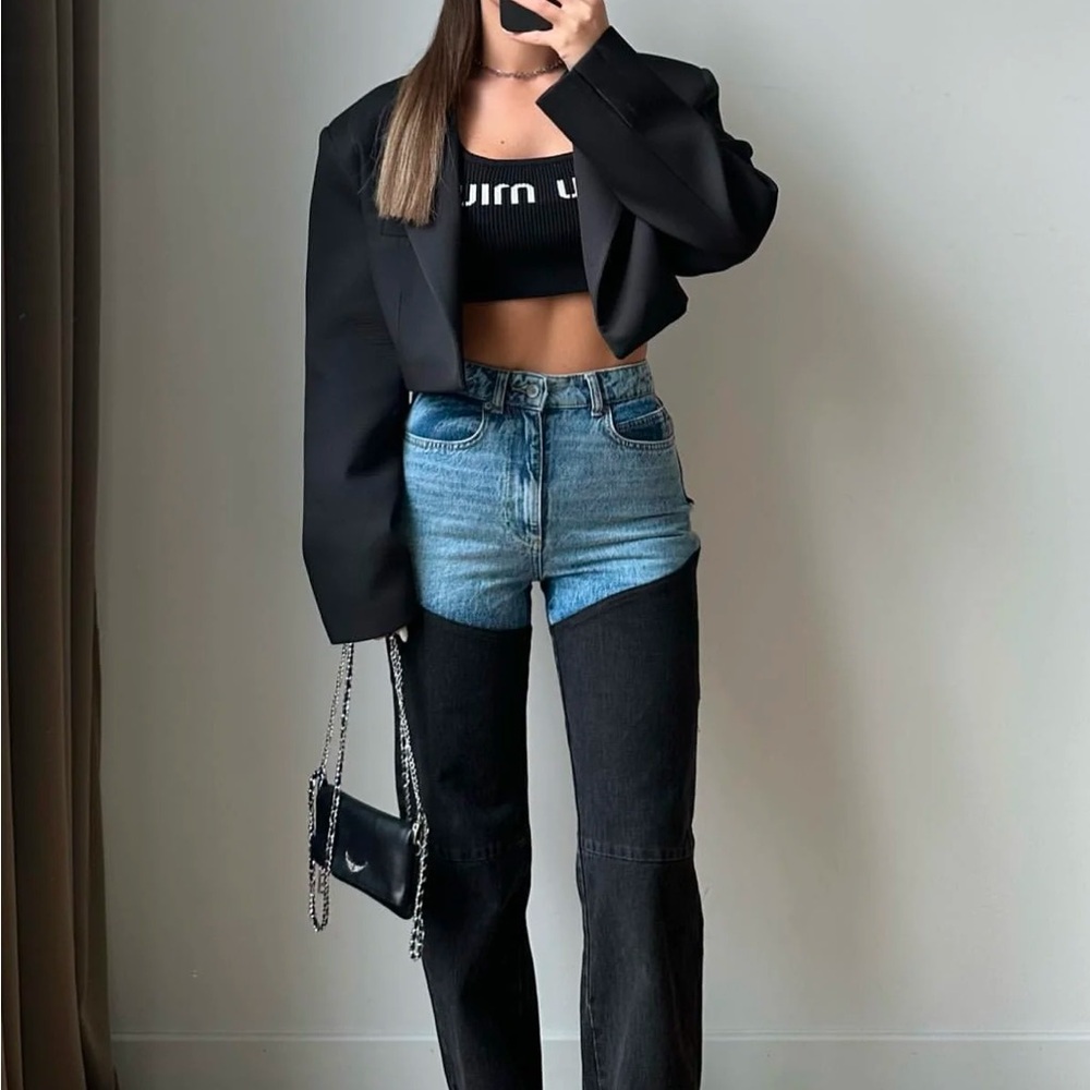 Two-Tone Black and Blue Women's Jeans